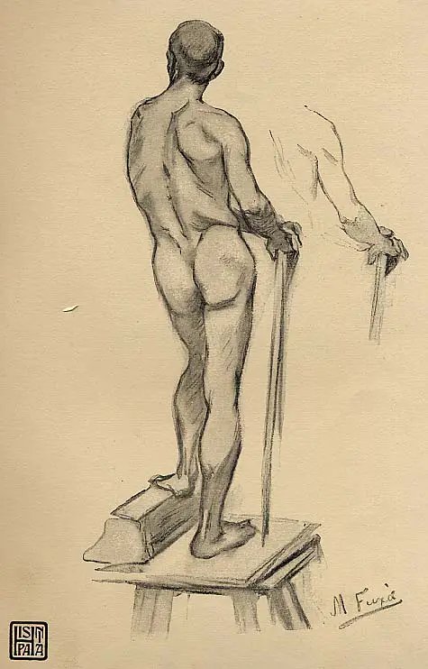 Fuxà: Estudio de hombre simbolizando el trabajo (Monumento a Rius i Taulet en Barcelona) Fuente: Revista Hispania nº 63 de 30-9-1901