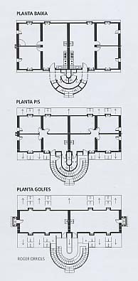 Gaud�: Chalet del Catllar�s, planos en planta (Planos de Roger Orriols)