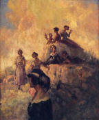 Riquer:  Peinture "Excursion � Vallvidrera" 1911   Tableau � l'huile