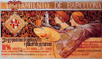 Alexandre de Riquer: Cartel de la 3� Exposici�n de Bellas Artes e Industrias Art�sticas